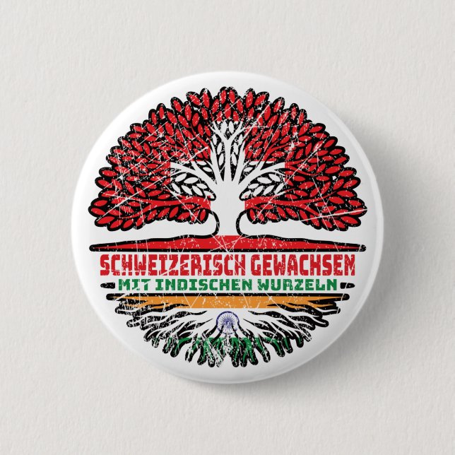 Indisch Schweizer Schweiz Baum Wurzel Button (Vorderseite)