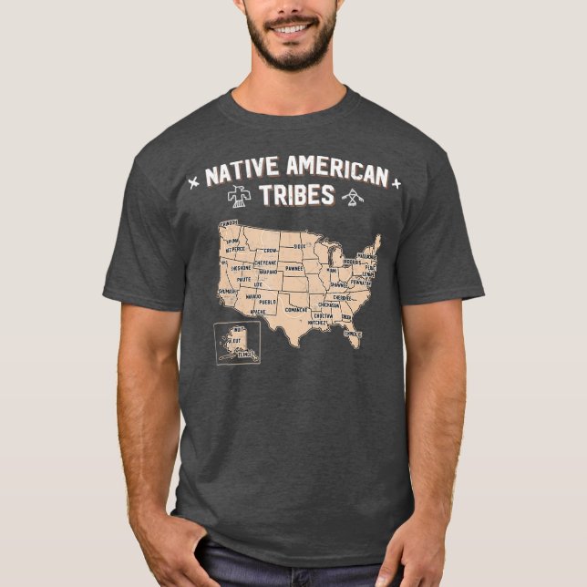 Indische amerikanische Stämme kartieren US-Geschic T-Shirt (Vorderseite)