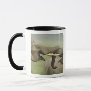 Indische Asiatische Elefanten spielen kämpfend Tasse