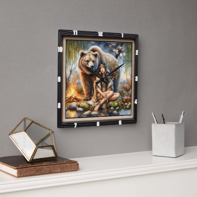 Indische Bärenwilderheit Quadratische Wanduhr (Büro)