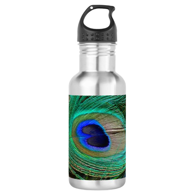Indische blaue Pfau-Feder Edelstahlflasche (Vorderseite)