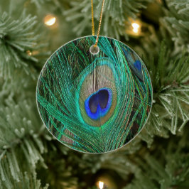 Indische blaue Pfau-Feder Keramik Ornament