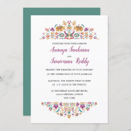 Indische Blume Elephant Jade green Wedding Einladung