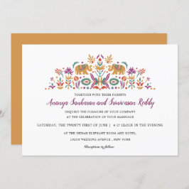 Indische Blume Elephant Mustard Gelbe Hochzeit Einladung