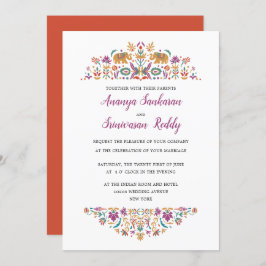 Indische Blume Elephant Orange Wedding Einladung