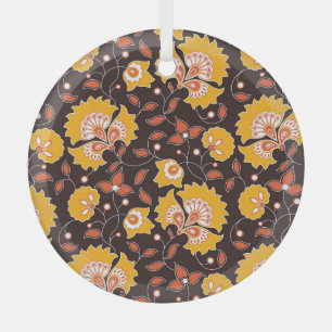Indische Blumenfarbige Vintage Nahtlose Ornament Aus Glas