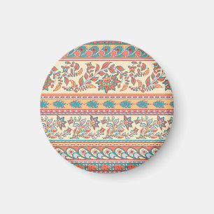 Indische Blumengrenzen Nahtloses Muster Magnet