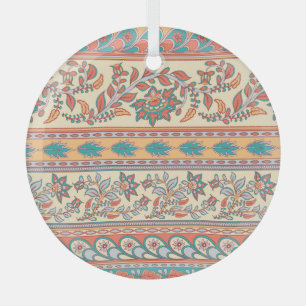 Indische Blumengrenzen Nahtloses Muster Ornament Aus Glas