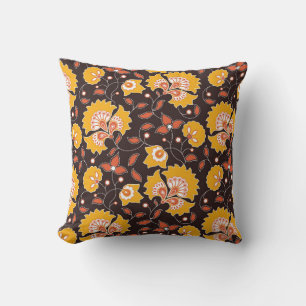 Indische Blumenkolorierte Vintage-Nahtlos Kissen