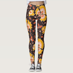 Indische Blumenkolorierte Vintage-Nahtlose Leggings