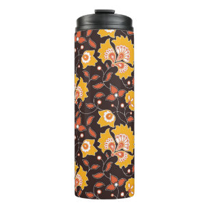 Indische Blumenkolorierte Vintage-Nahtlose Thermosbecher