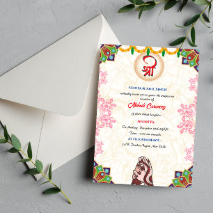 Indische Braut Mehndi-Zeremonie Ganesha Chakra Einladung