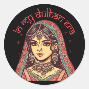 Indische Braut zu sein Bridal Desi Hochzeit in mei Runder Aufkleber
