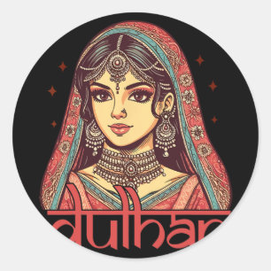 Indische Braut zu sein Bridal Desi Wedding Party D Runder Aufkleber