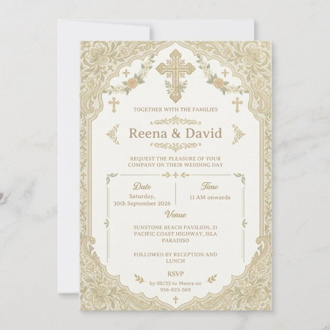 indische christliche Hochzeitseinladung Einladung (Vorderseite)