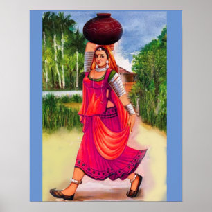 Indische Dorffrauen posten Design Poster