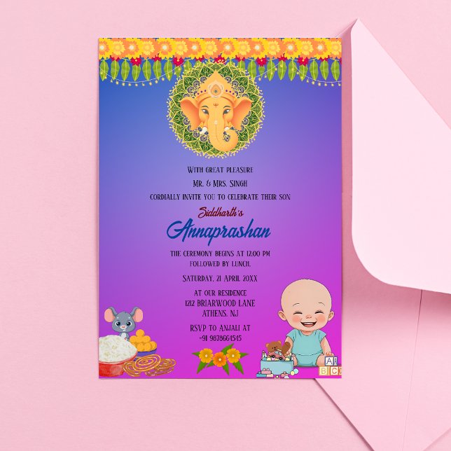 Indische Einladung "Annaprashan" für ersten Reis (Von Creator hochgeladen)