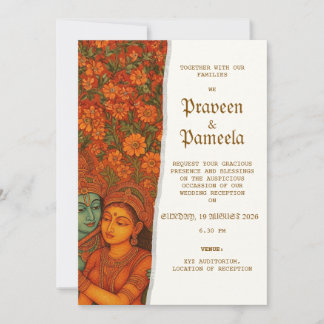 Indische Einladung mit Radhakrishna-Muralmalerei