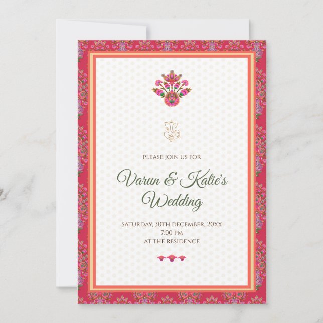 Indische Einladung und indische Hochzeit einladen (Vorderseite)