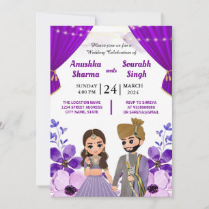 Indische Einladung zur Hochzeit mit Niedlicher Kar