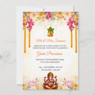 Indische Einweihungseinladungskarte, Gruha Pravesh Einladung