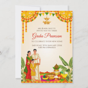 Indische Einweihungskarten als digitale Pooja-Einl Einladung