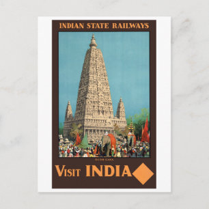 Indische Eisenbahn Vintage-Reiseposter restauriert Postkarte