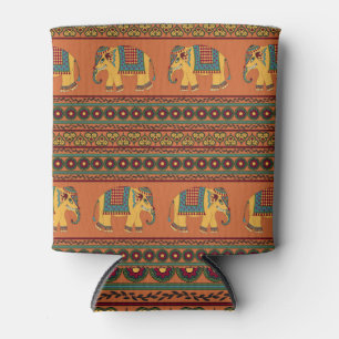 Indische Elefanten, Orange Traditional Seamless. Dosenkühler