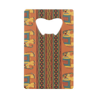 Indische Elefanten, Orange Traditional Seamless. Geldbeutel Flaschenöffner