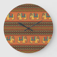 Indische Elefanten, Orange Traditional Seamless.