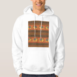 Indische Elefanten, Orange Traditional Seamless. Hoodie