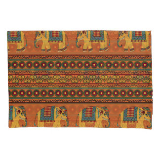 Indische Elefanten, Orange Traditional Seamless. Kissenbezug