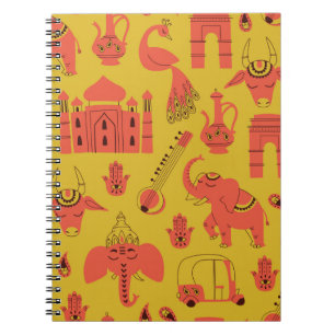 Indische Elemente, handgezeichnet vintage. Notizblock
