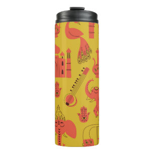 Indische Elemente, handgezeichnet vintage. Thermosbecher