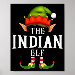 Indische Elfengruppe Lustige Weihnachts-Pyjama-Par Poster