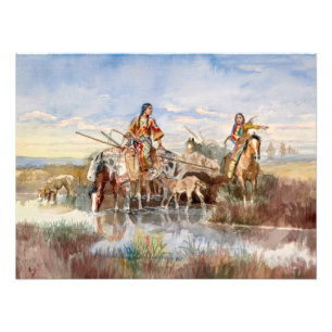 Indische Familie mit Travois von Charles M. Russel Fotodruck