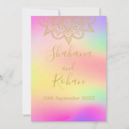 Indische farbenfrohe goldene Farbe Moderne schicke Einladung