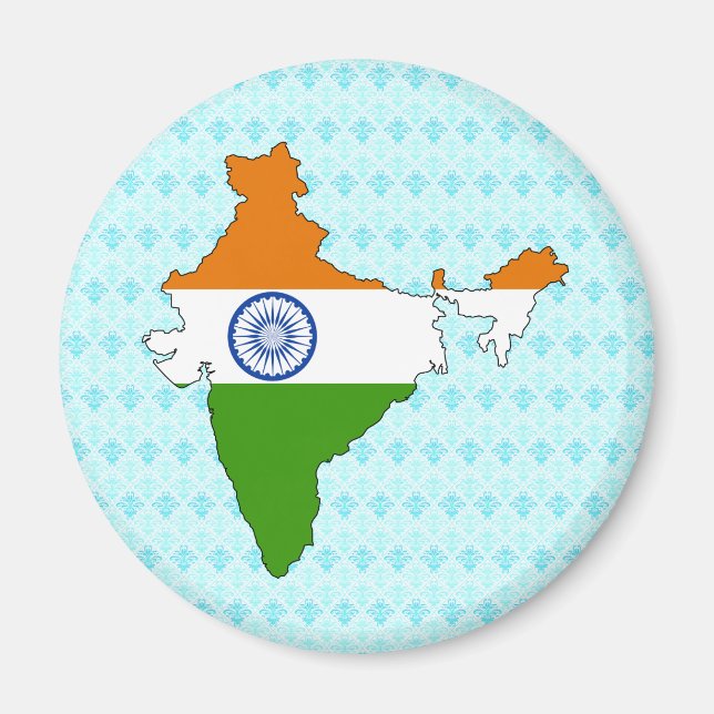 Indische Flag-Karte Magnet (Vorne)