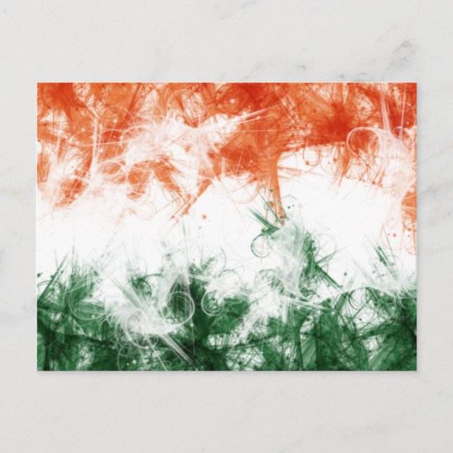 Indische Flagge Abstrakt Saffron Green Postkarte (Vorderseite)