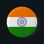 Indische Flagge Ashoka Chakra Button<br><div class="desc">Die Nationalflagge Indiens ist eine horizontale rechteckige Trikolore von indischem Safran,  weiß und indiengrün; mit dem Ashoka Chakra,  einem 24-Stunden-Rad,  in Marineblau in der Mitte. Chakra,  patriotisches indisches Geschenk,  Souvenir,  Sportfan #india #indian #asia,  #mumbai #ashoka</div>