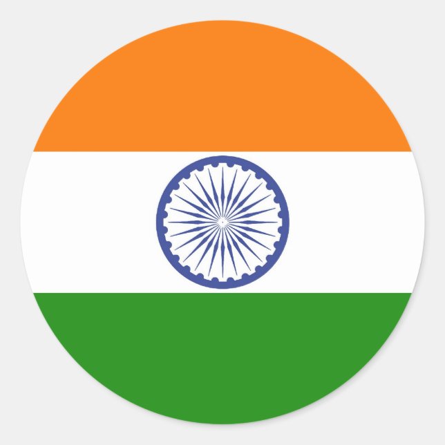 Indische Flagge Ashoka Chakra Runder Aufkleber (Vorderseite)