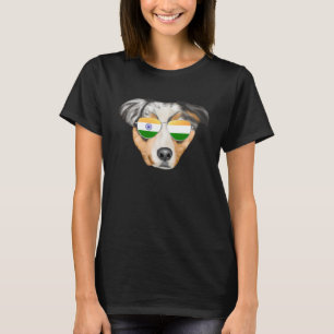 Indische Flagge Australischer Schäferhund Dog Indi T-Shirt