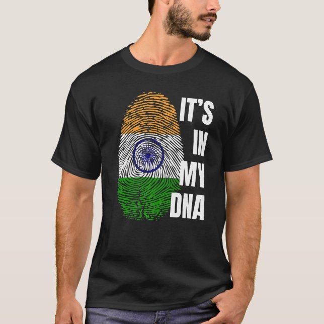 Indische Flagge Dna Fingerprint Indien T-Shirt (Vorderseite)