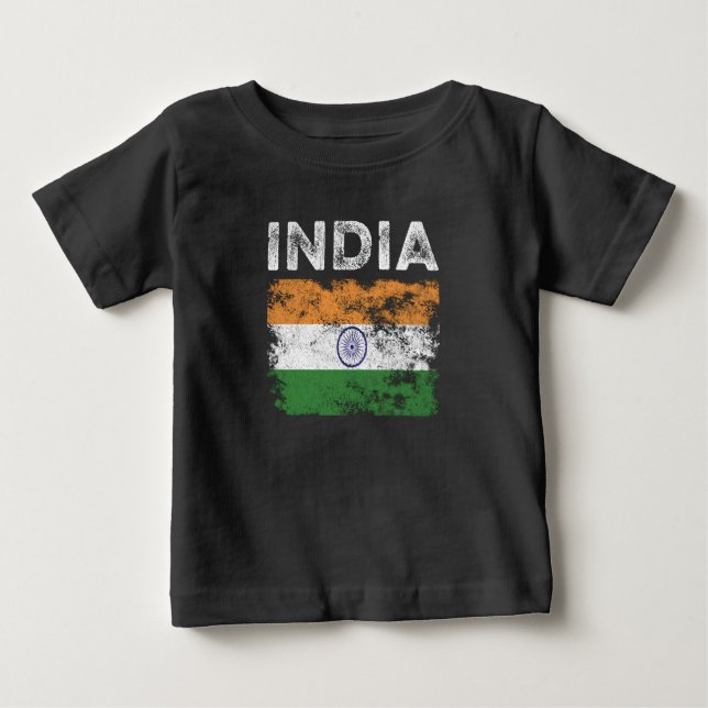 Indische Flagge erschüttert - Indische Flagge Baby T-shirt (Vorderseite)