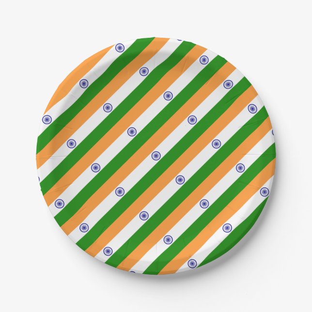 Indische Flagge - Hochwertiges Bild Pappteller (Vorderseite)
