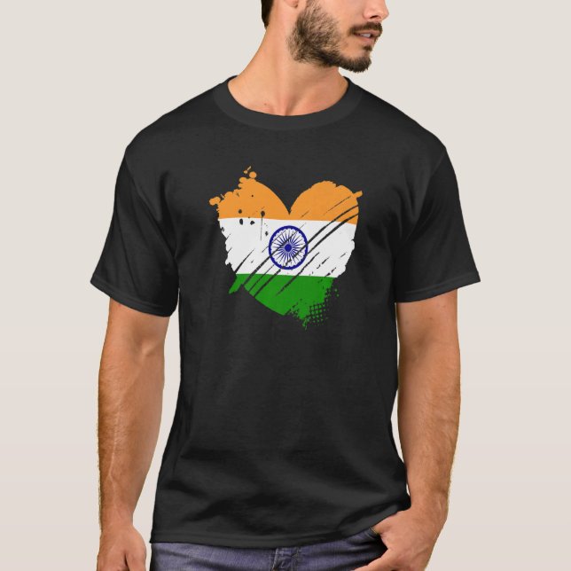 Indische Flagge I Liebe Indien Es ist in meiner DN T-Shirt (Vorderseite)