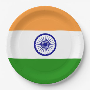 Indische Flagge (Indien) (Südasien) (Bharat) Pappteller