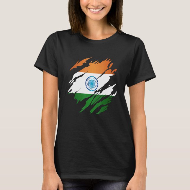 Indische Flagge Indien T-Shirt (Vorderseite)