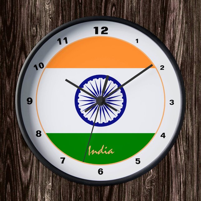 Indische Flagge, Indien trendige Zuhause-/Design-U Runde Wanduhr (Von Creator hochgeladen)