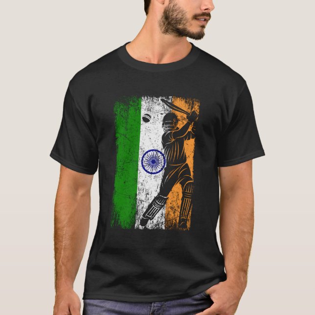 Indische Flagge Indischer Cricket Jersey Fan Playe T-Shirt (Vorderseite)
